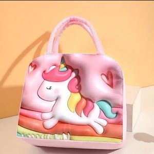 Pink 3D Unicorn Lunch Bag: Reusable Lunch Box Leakproof, and Freezer Proof.